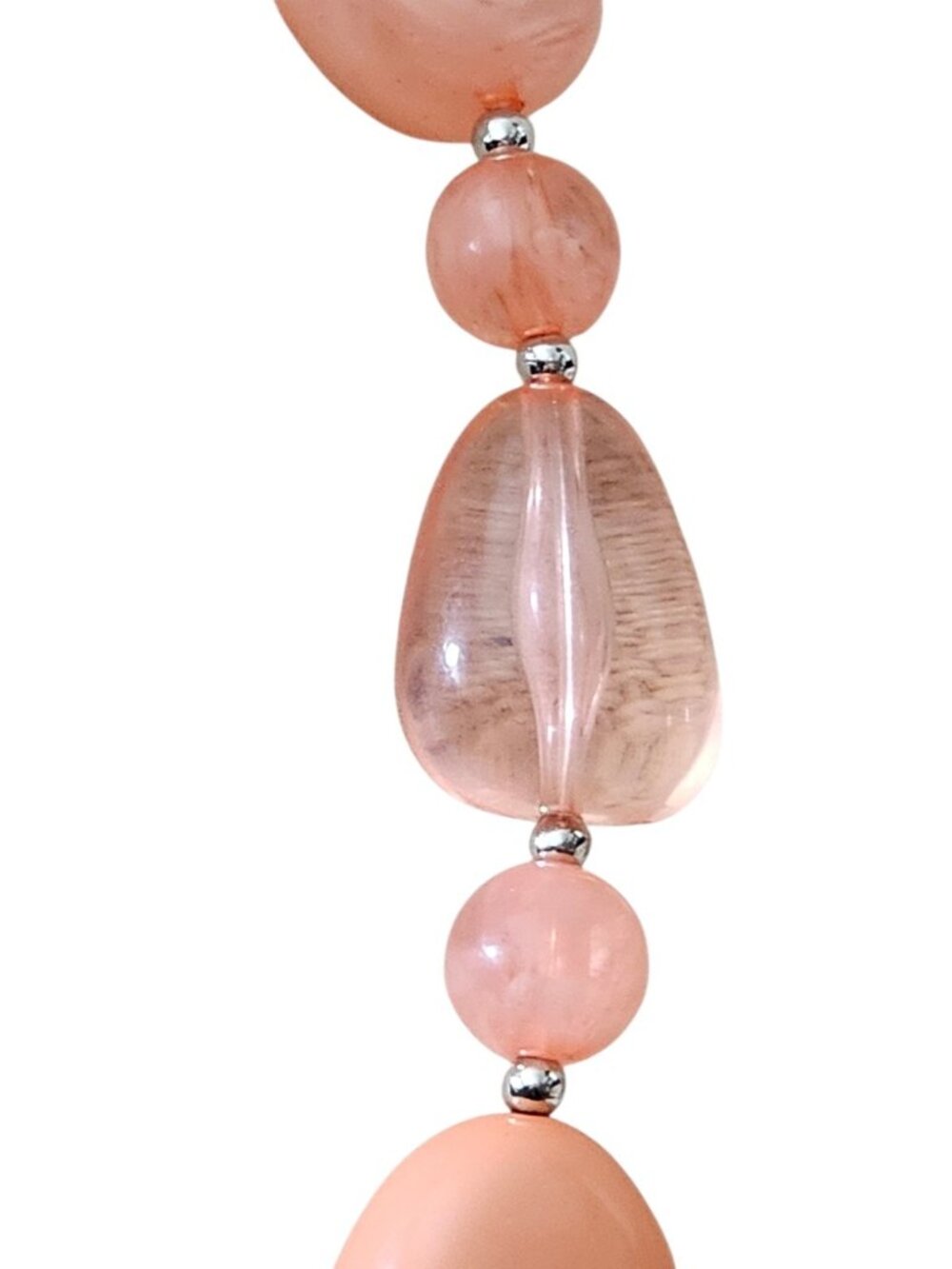 Handmade Pink Beaded Necklace Chunky Statement Acrylic Glass Beads Boho - Picture 6 of 10